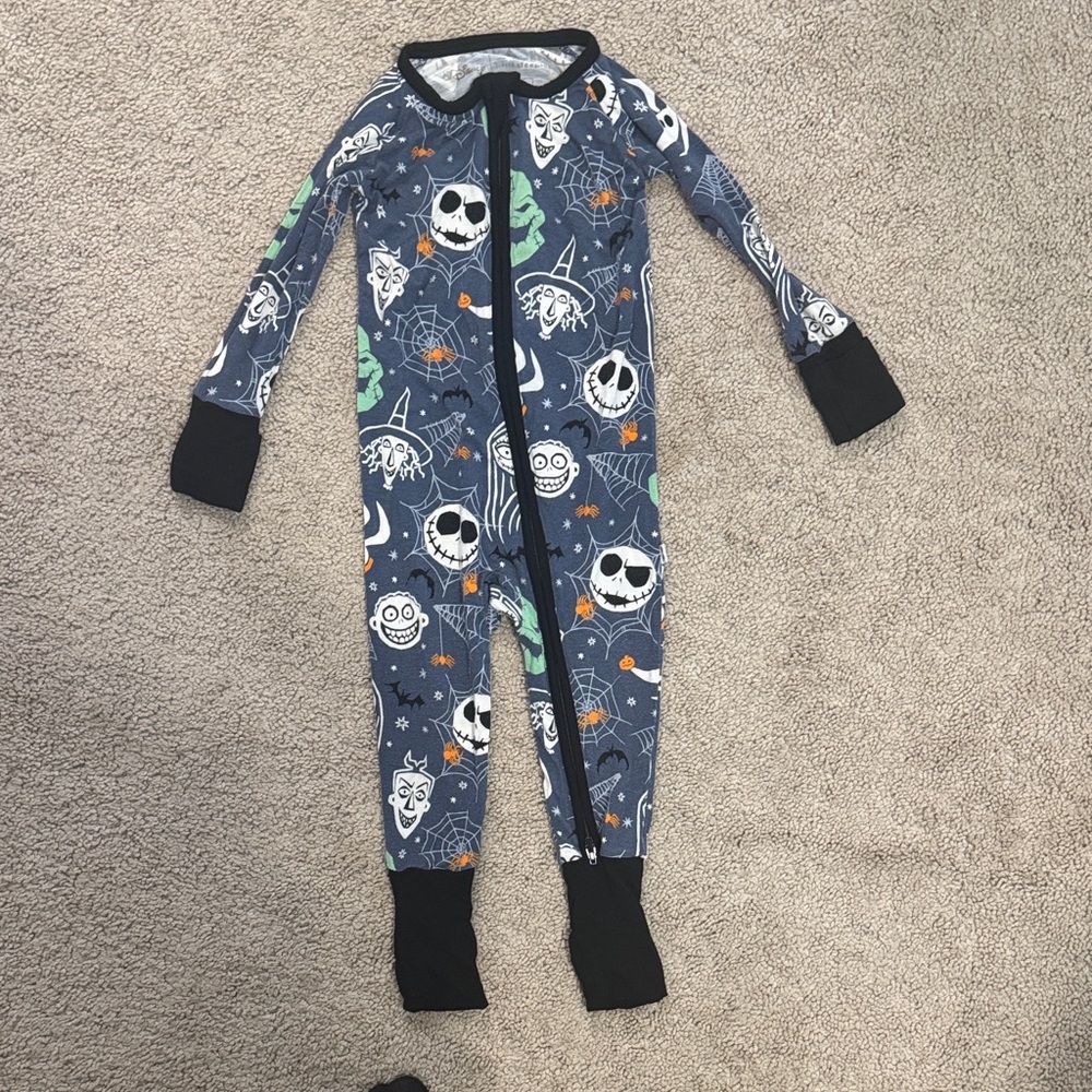 Little Sleepies Blue and Black Halloween Footie